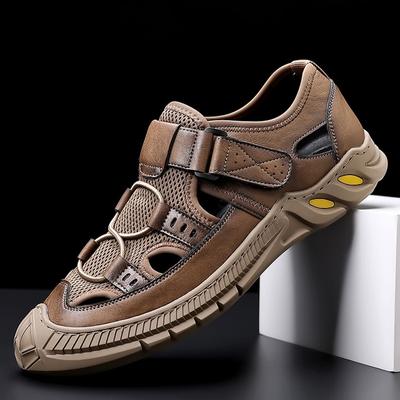 Fashion Vintage Classic Mens Sandals Summer Genuine Leather Sandals Men Outdoor Casual Lightweight Sandal Fashion Men Sneakers Soft
