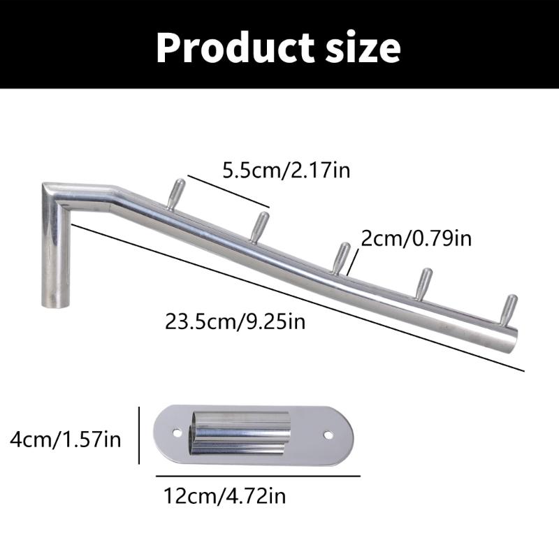Heavy Duty Steel Folding Wall Mounted Coat Hanger Rack with 5 Hooks Swinging Arm Holder 235mm for Efficient Storage