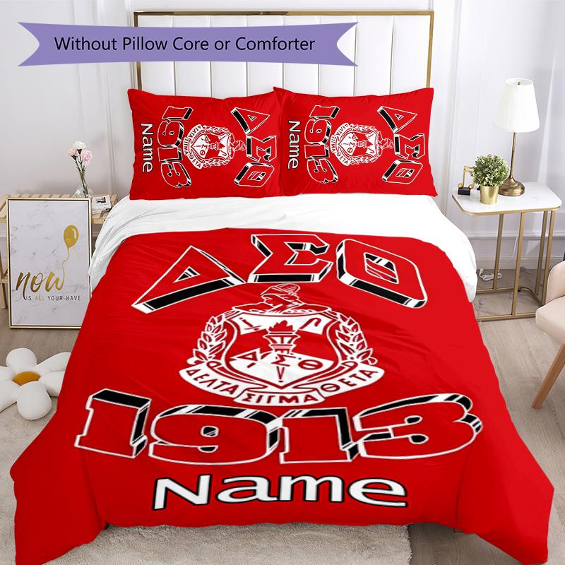 3pcs Custom Name Delta Sigma Theta Bedding Set Duvet Cover Closure Includes 1 Duvet Cover & 2 Pillowcases for All Seasons Bedroom Decor