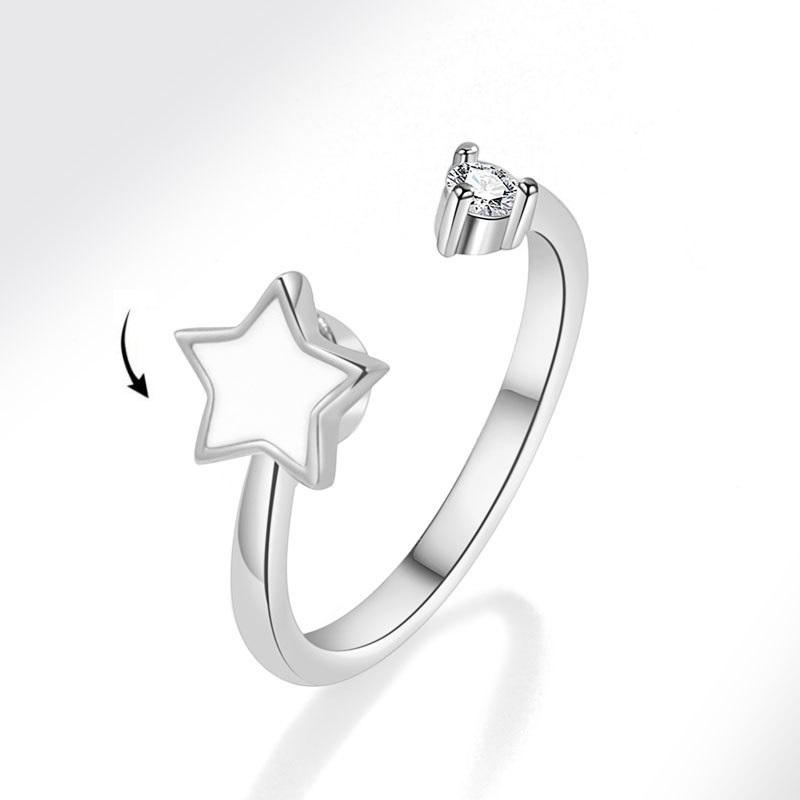 Anti Stress Anxiety  Rings for Women Sun Star and Moon  Metal Spinner Rotating Adjustable Open Rings Jewelry Gift
