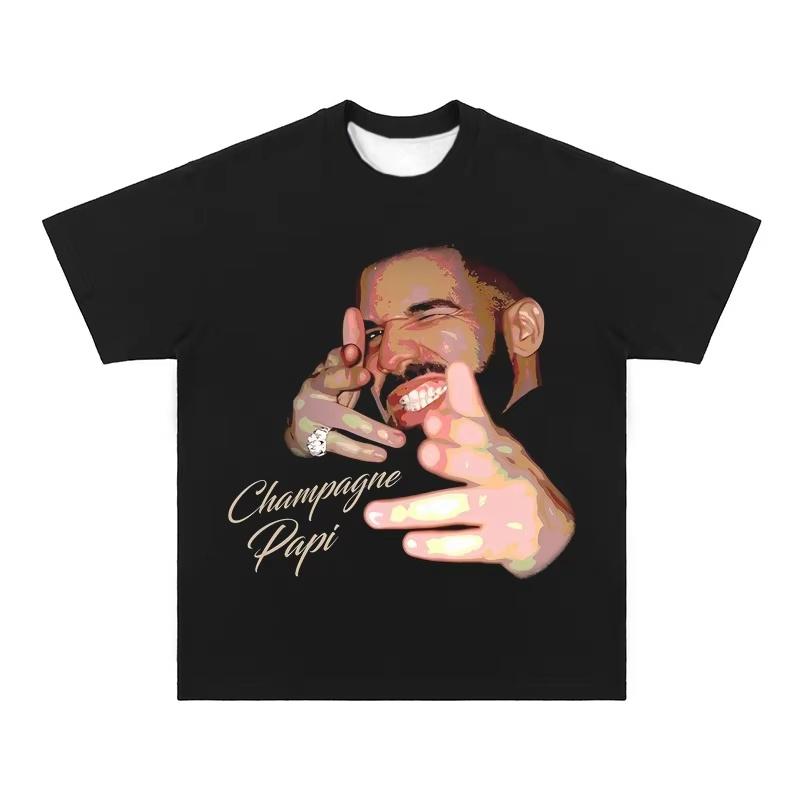 2025 Summer New Drake Vintage Tee Drake Vintage Hip Hop Rap American Men's Fashion Casual Short Sleeve Quick Dry T-shirt