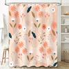 Pink Floral Print Shower Curtain with Hooks Decorative Home Bathroom Accessories for Girls and Women's Kitchen Pink Flower Water