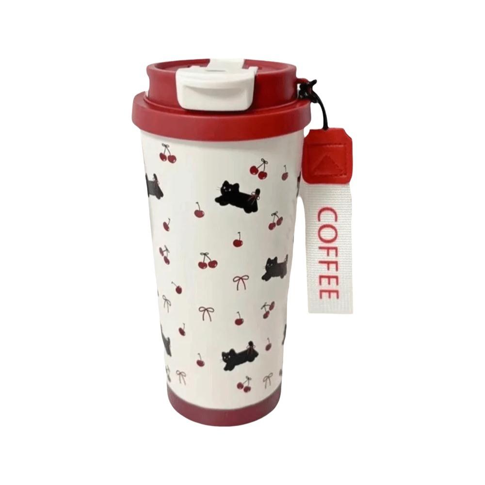 

Leak-Proof Coffee Cup 500ml Thermos Mug Stylish Straw Cup Commute красный