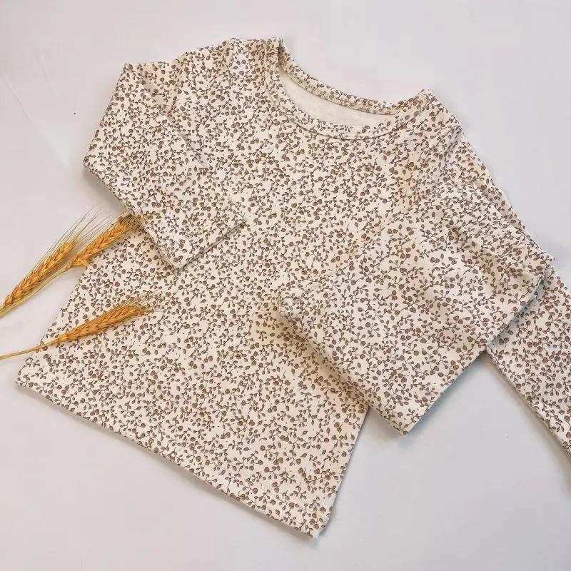 Children's Pure Cotton Sleep Set-Cartoon Floral Boys Girls Pajamas Soft Kids Lounge Wear Suit Comfortable Sleepwear Size 80-120