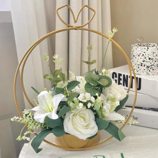 Flower Stand Easy To Hang Bow Handle Sturdy Base Strong Load Bearing Non-slip Hollow Out Flower Holder Balcony Supply