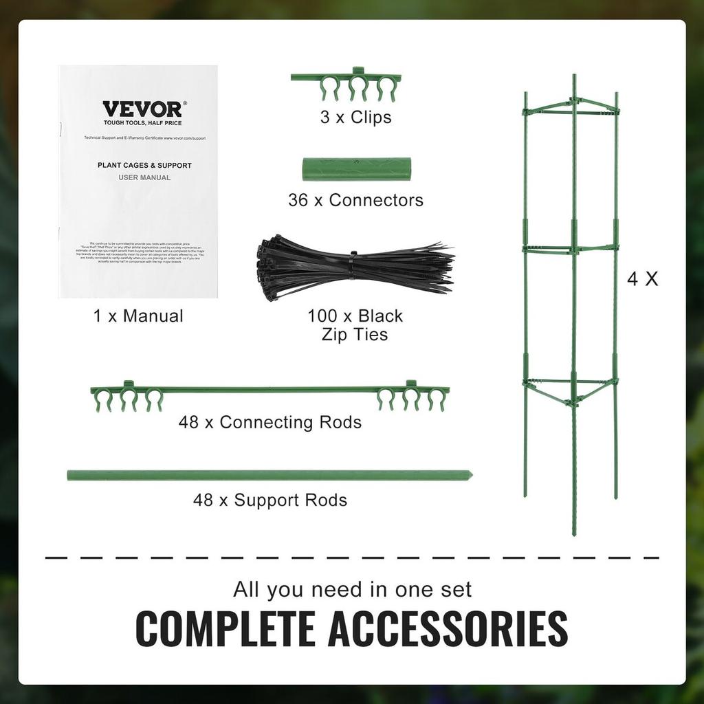 4 Packs Tomato Cages for Garden 63" Tomato Plant Stakes Support Cage
