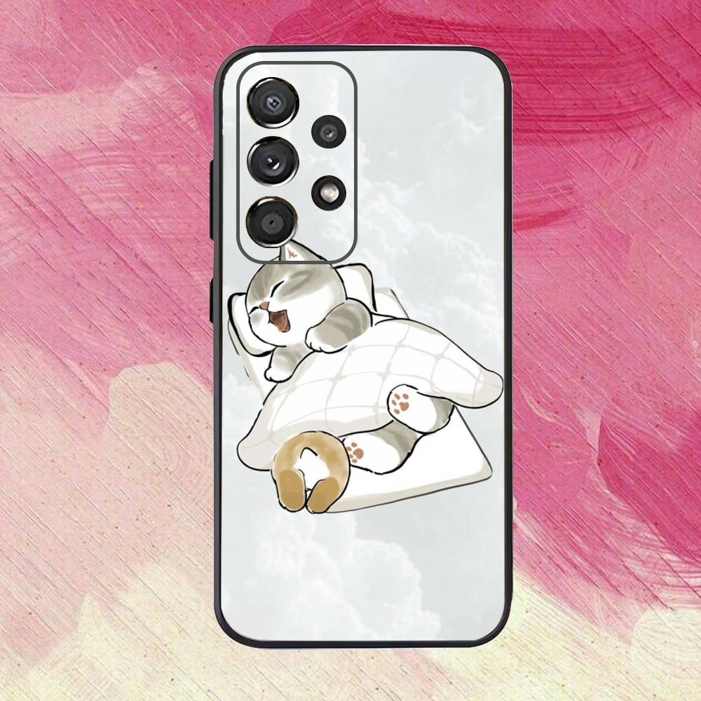 Cute M-Mofusands C-Cat Ear Phone Case For Samsung S25,S24,S21,S22,S23,S30,Ultra,S20,Plus,Fe,Lite,Note,10,9,5G Black Cover