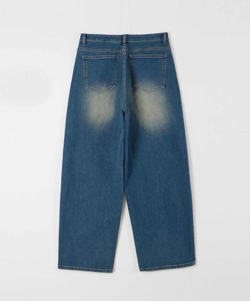 Akeusi Motion Balloon Fit Wide Stretch Denim Pants Unisex (Medium Blue)