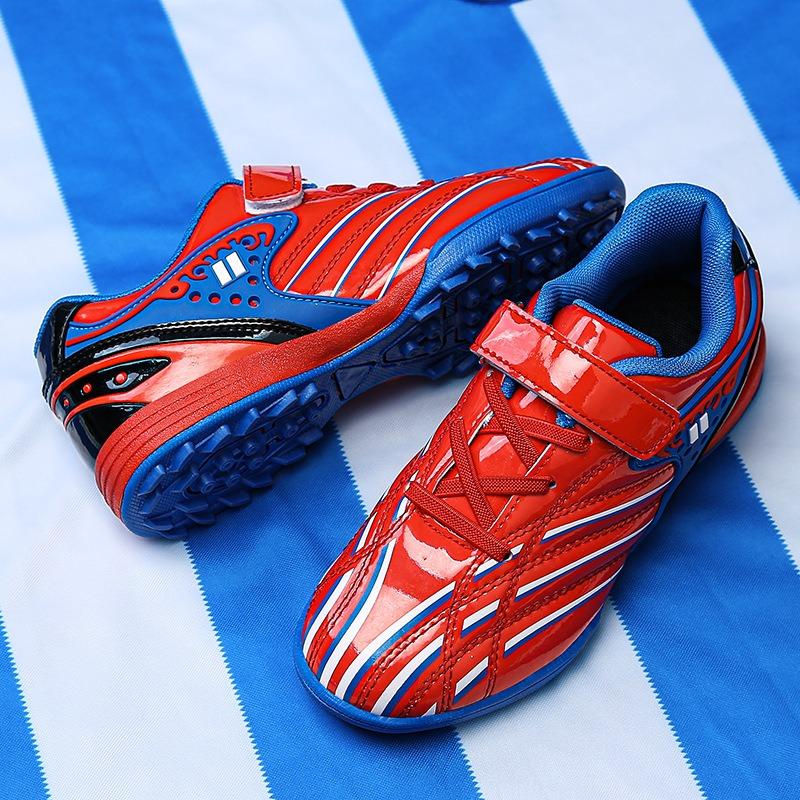 Children's Shoes Shredded Nails Velcro Boys Middle and Older Children's Football Shoes Sneakers Lace-Up Game Training Shoes