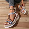 Fashion New Women Fashion Comfortable Outdoor Wedges Shoes Summer 2024 Flower Non Slip Platform Beach Low Heels Sandals Shoes for Women