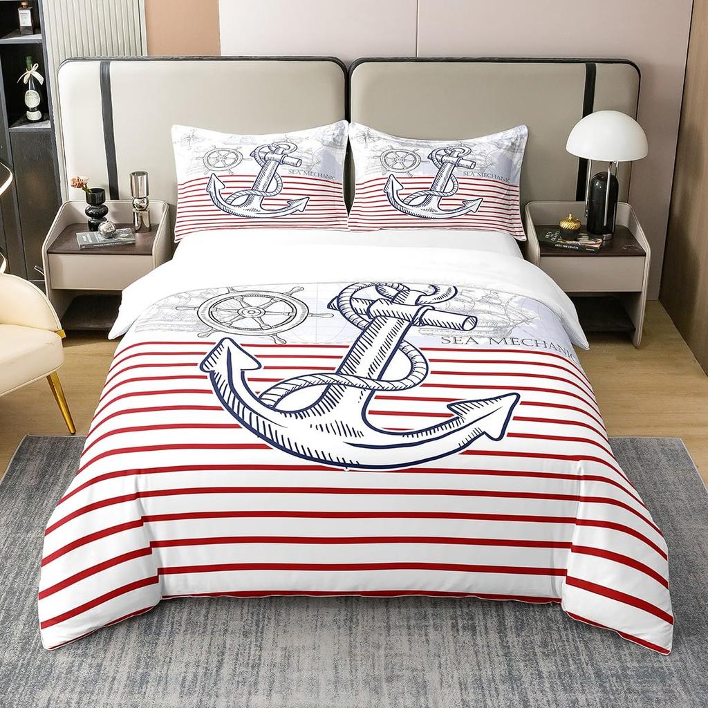Compass Print Comforter Cover For Children Kids Boys Girl Bedding Set Vinatge World Duvet Cover Ocean Room Decor Queen Full Size