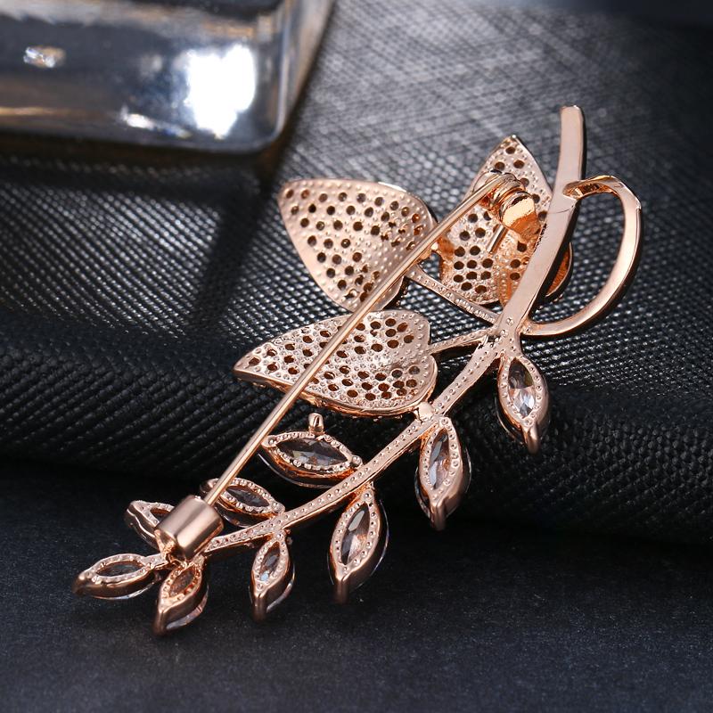 

Emmayaleaf Shape Роскошные украшения ручной работы из белого золота/розового золота Aaa с кубическим цирконием Брошь для женщин на свадьбу