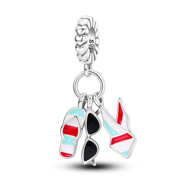 925 Sterling Silver Shell Pearl Starfish Pendant  Charm Bead Fits OriginalNew Bracelet Necklace Women DIY Fine Jewelry