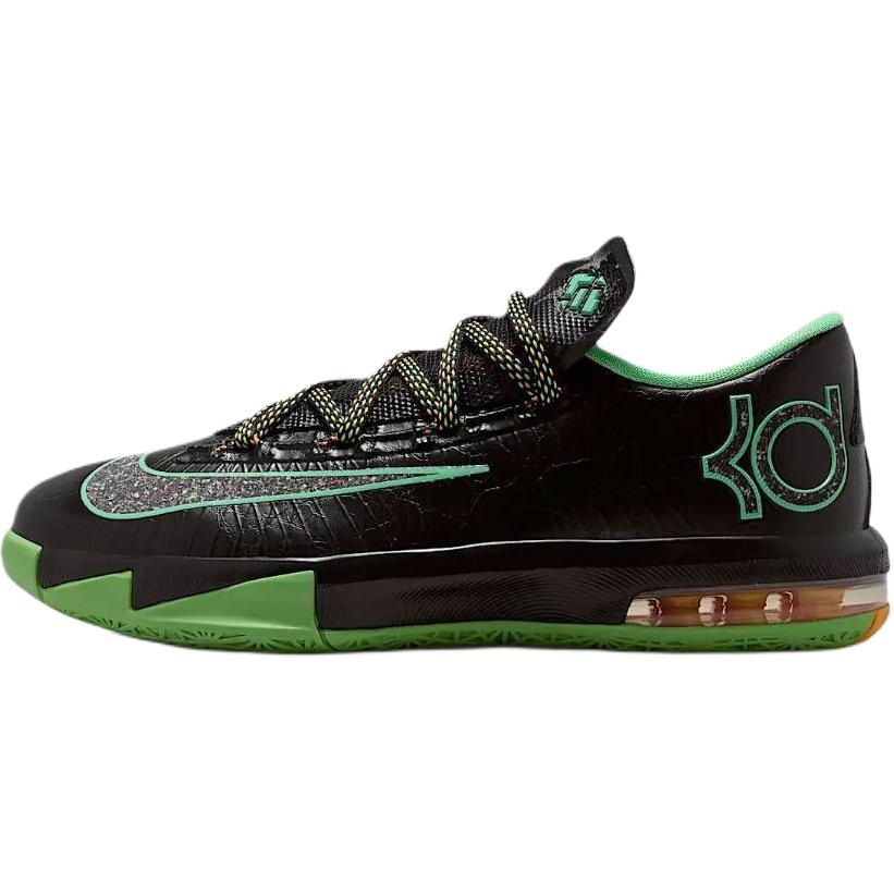 Nike KD 6 Rebound Support Low top Children s Basketball Shoes Black Green Unisex IU1286-001 37.5