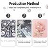 Elegant Pink Peony Flower 5D Pearl Painting Kit with Frame DIY Sparkling Bead Canvas Art Relaxing Craft for Girls Room Decor Aesthetic Gift