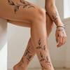 Long Lasting Black Flower Tattoo Stickers Waterproof Sketch Style Stickers  Neck Shoulder Arm