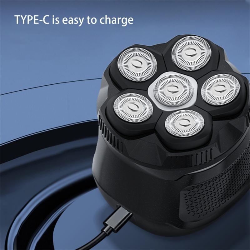 Efficient Men's Bald Head Electric Razors Digital Display Shaver Portable Beard Trimmer for Travel and Home Use