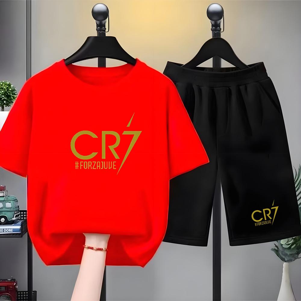 Summer Children T-shirt Tops+Shorts Breathable Boy Girl Casual Fashion Short Sleeve Kid Football Idol Clothes Sport Tee
