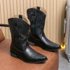 Stivali da Cowboy Western in Pelle Retrò da Uomo, Punta Acuta, Taglia Grande, Tacco in Legno, Stile Cavaliere.