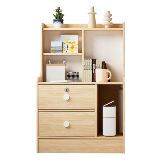 Bedside Table, Bedroom Nightstand, End Table with 2 Drawers and Opening Storage Shelves, Couch Table Wooden Bedside Table for Living Room