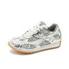 Women's luxury flat sneakers, patchwork leather shoes, optical sole, air mesh, running and walking, couples wear, fall