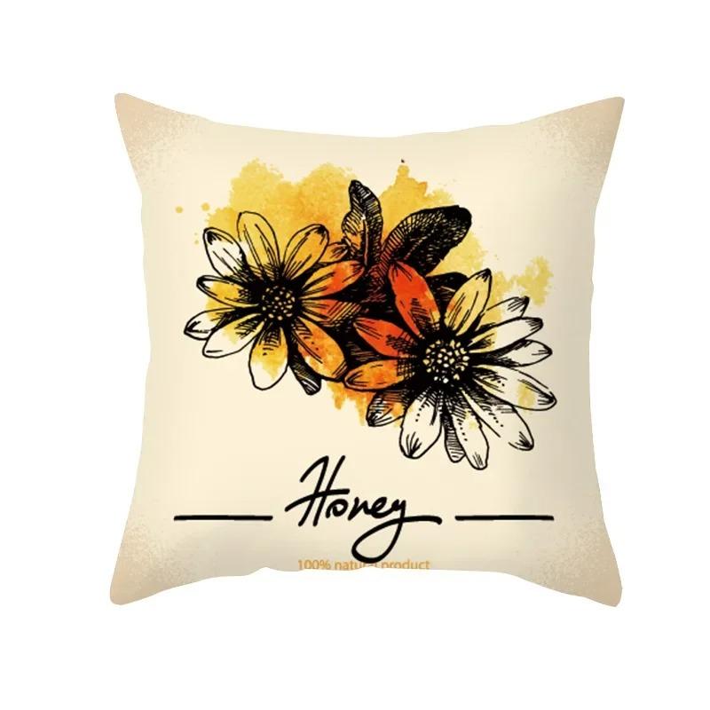 Office Living Room Home Pillowcase Car Ornaments Cartoon Bee Print Pillowcase