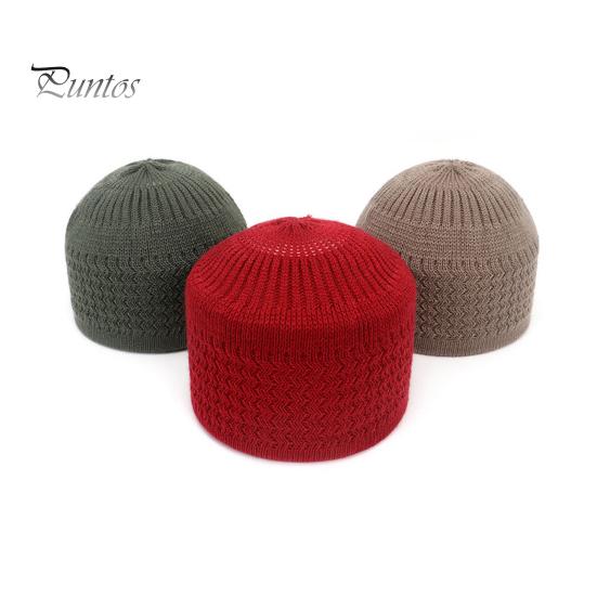 Traditioneller Hut Wellen-Jacquard Runder Dom Gestrickt Unisex Vintage Umwickelter Kopf Elastisch