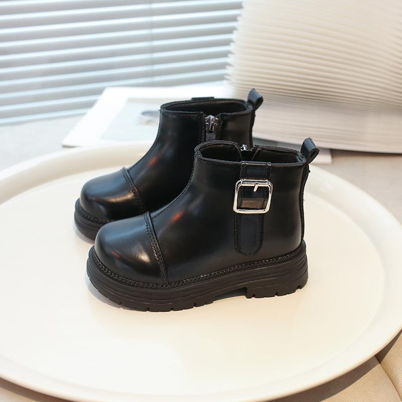 

Осень Новые Удобные Ботинки для Девочек Бренд Мода Толстая Подошва Детская Обувь Универсальный Тренд Классические Ботинки для Девочек Элегантные Ботильоны Женские 21insole13.5cm чёрный