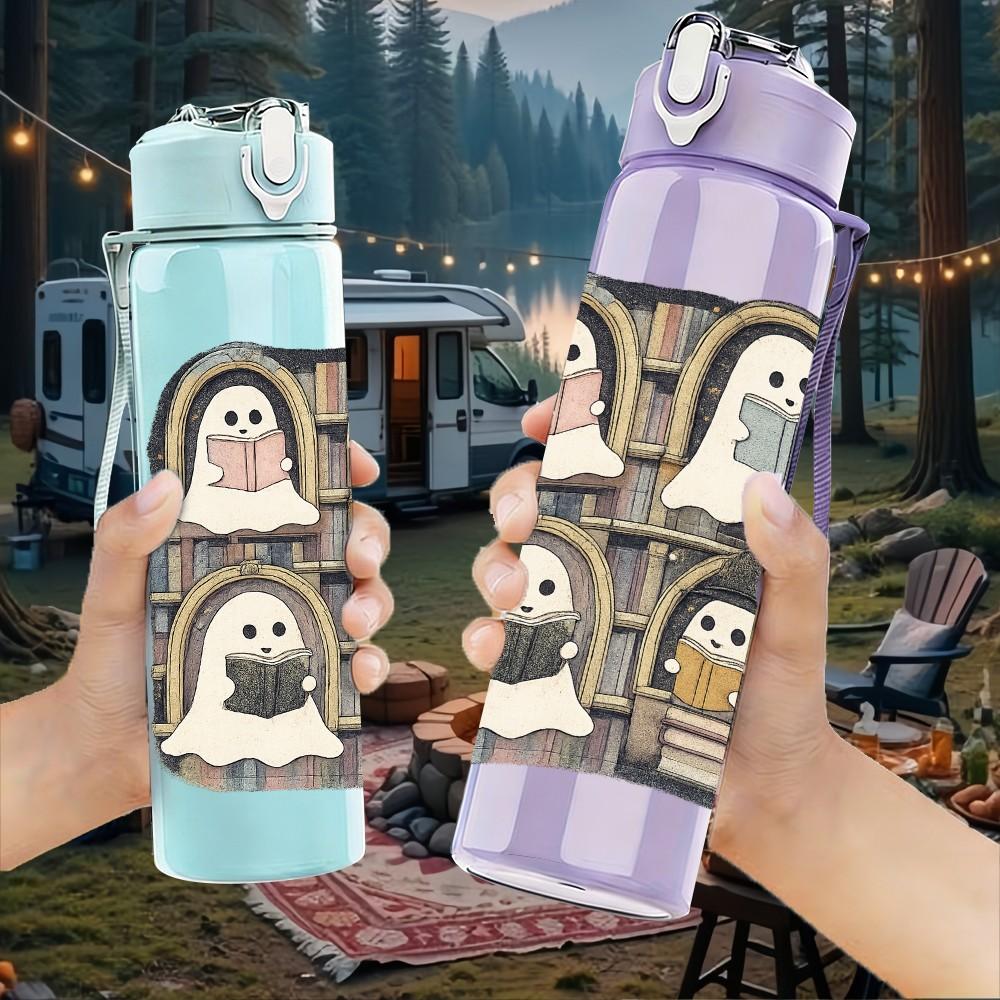 1PC Four Owl Window Frame Nest 750ml Color Plastic Sports Water Bottle Leakproof Flip Straw Lid Suitable for Sports Office Home Use