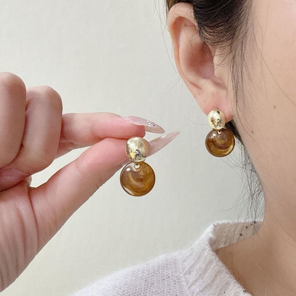Pendant Vintage Women's Earrings Fashion Jewelry Amber Ear Stud Amber Color Earrings  Women