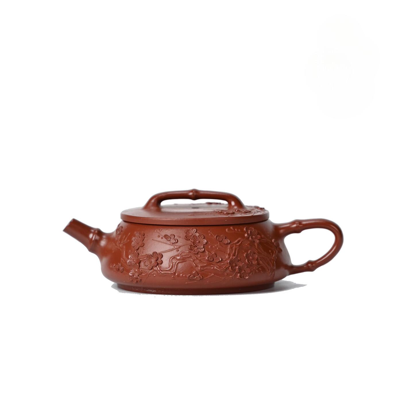 

100ml High-end Yixing Purple Clay Teapots Handmade Engraved Plum Blossom Pot Raw Ore Dahongpao Mud Kettle Zisha Tea Set Cha Gift