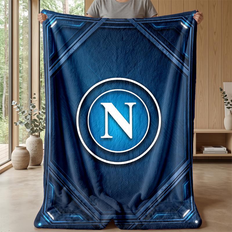 Coperta in Pile di Flanella Morbida Napoli FC Leggera Accogliente Calda Coperta da Lancio per Divano Letto Decorazione per la Casa