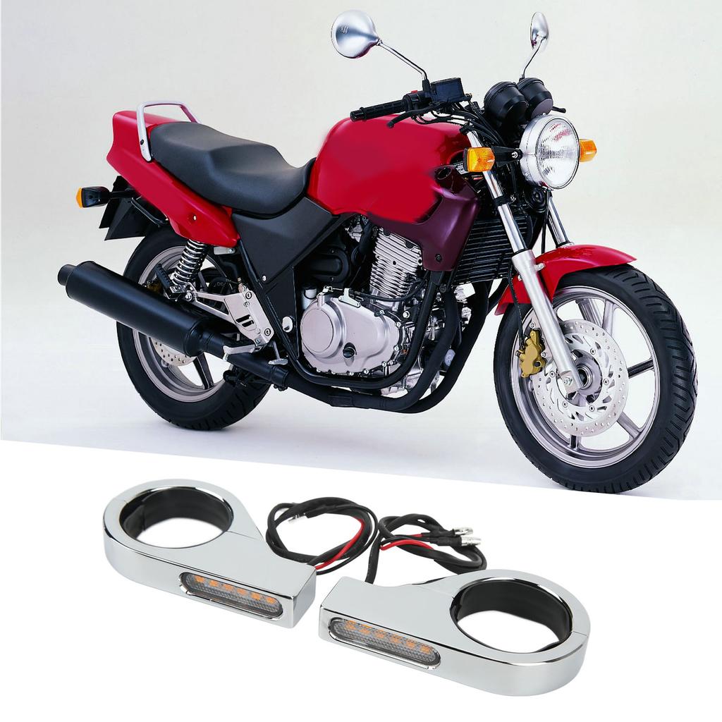 12V Motorcycle LED Turn Signal Light Waterproof Bright Blinker Lamp for 41mm Fork Tubes