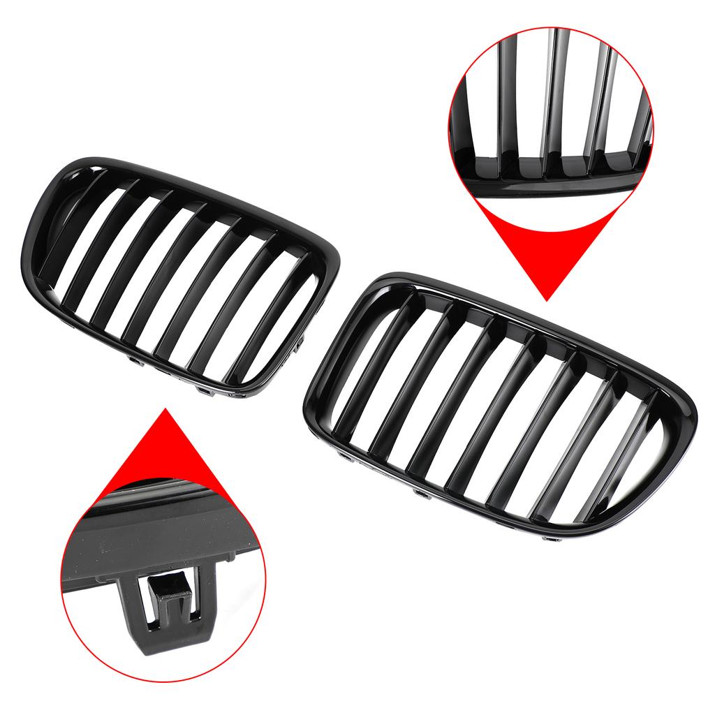 Gloss Black Front Hood Kidney Grill Grille Fit BMW X1 E84 2009-2014 SUV