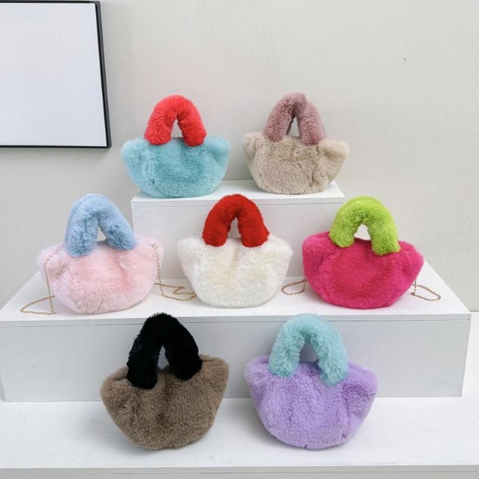 1 Pcs Women's Bag Autumn and Winter New Fashionable Girl's Hairy Chain Handbag Shoulder Cross Bag