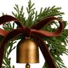 Mini Christmas Cedar Wreath Small Artificial Xmas Wreath with Bell And Ribbon Bow for Christmas Tree Mantle Window Fireplace Kitchen Decoration