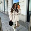 European and American Women's Clothing Keeps Warm and Closes the Waist, Long Sleeves Tie the Waist, Loose and Solid Color Fashionable Autumn and Winte