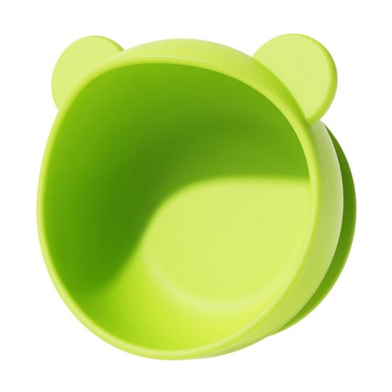 Yousheng Bear Silicone Baby Bowl, Stainless Steel Toddler Bowl with Strong Suction Base, Non Slip Anti Spill Training Bowl for Kids