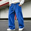 Men's Corduroy Pants Loose Fit Straight Leg with Elastic Waist for Casual Everyday Wear