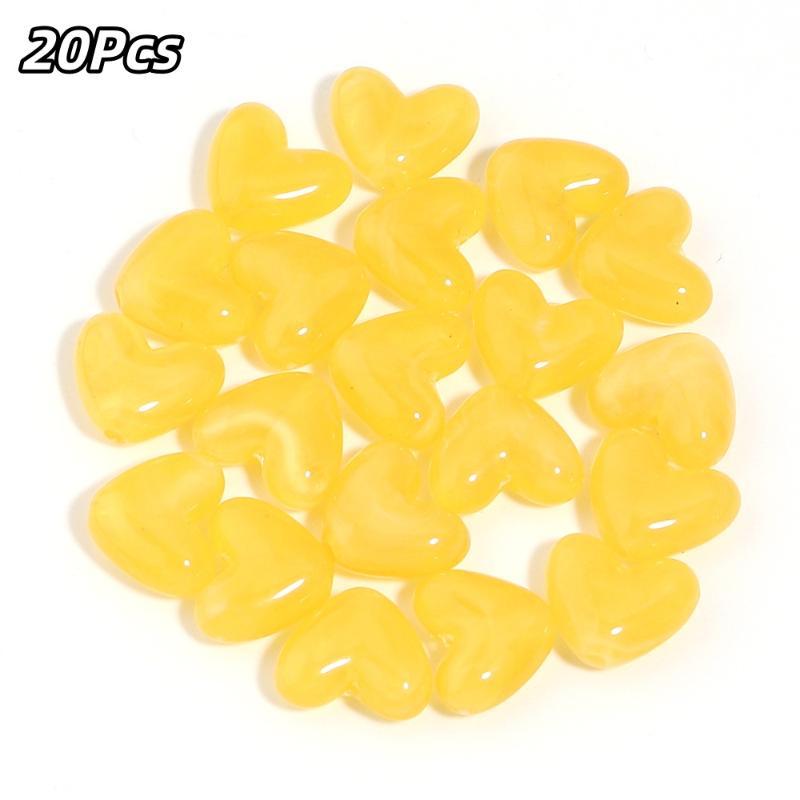 20Pcs Imitation Stone Heart Shape Acrylic Beads Dual Color Loose Bead For Jewelry Making Diy Charms Bracelet Necklace Accessorie