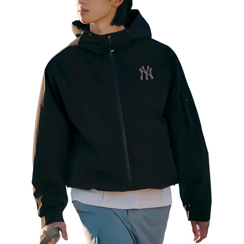 MLB SS24 New York Yankees Logo Hooded Long Sleeve Jacket Unisex jackets Black 3AWJB0341-50BKS