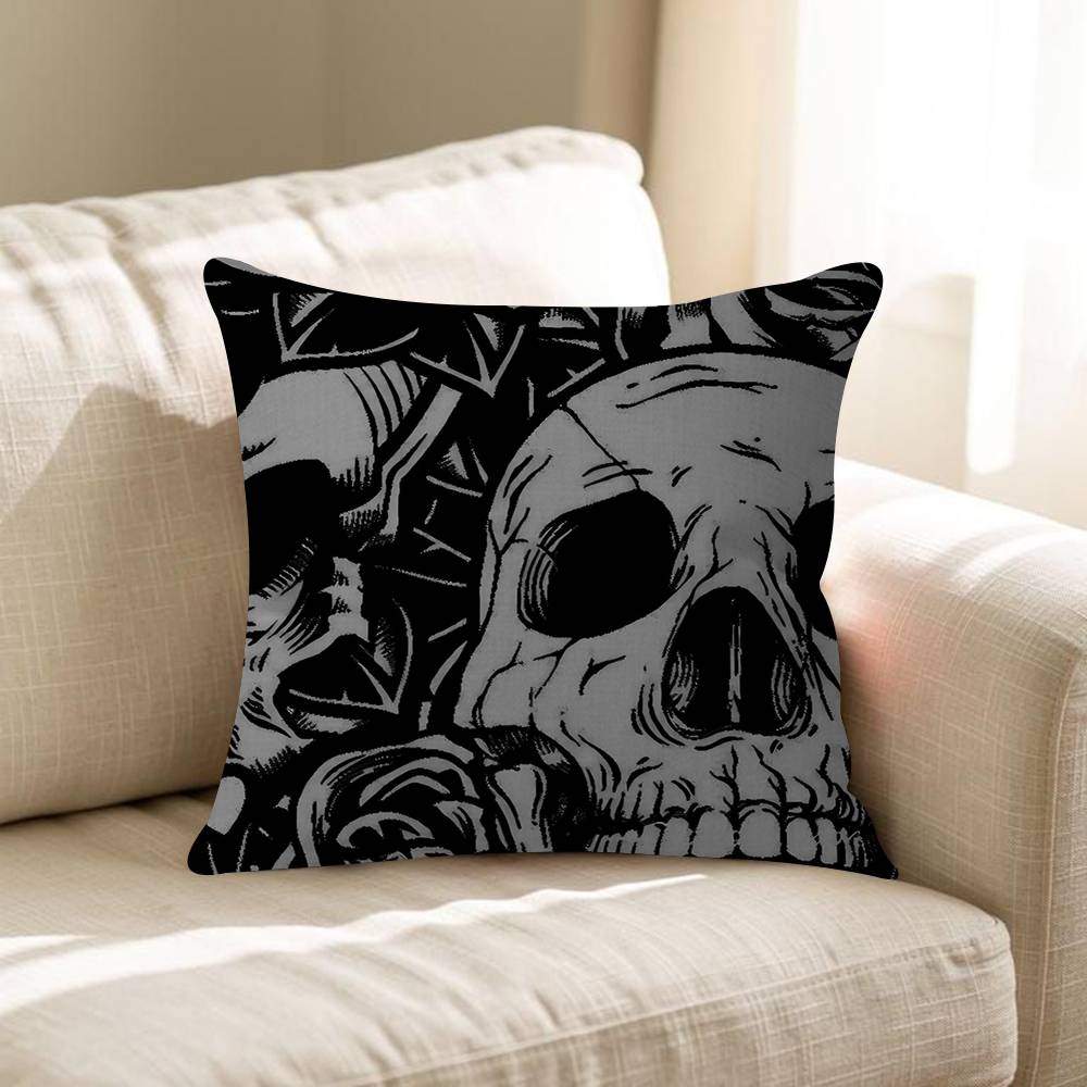 Artistic Skeleton Girl Maple Design Cushion Cover Happy Autumn Harvest Decor Holiday Decorati Pillow Cover