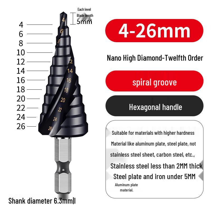 Cobalt Multifunctional Step Drill Bit for Hard Metals and Stainless Steel