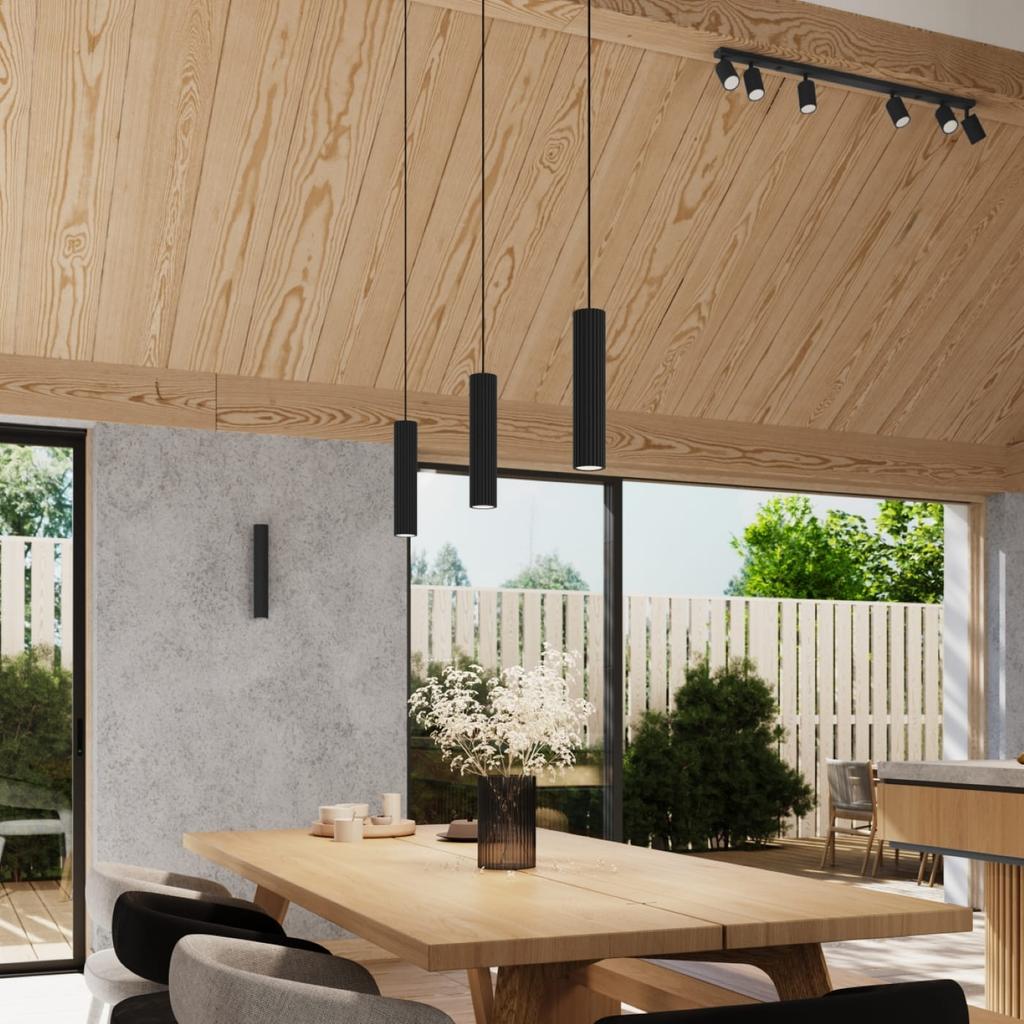 Carbon pendant lamp 3P black