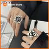 BF CLUB Silver Color Engagement Rings New Fashion Creative Exaggeration Flower Vintage Punk Party Jewelry Gifts for Women