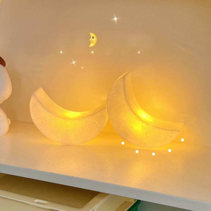 LED Cartoon Night Light Moon 3AA Battery Stars Decorative Atmosphere Table Lamp As Gift Ornament Bedroom Bedsides Night Lamps