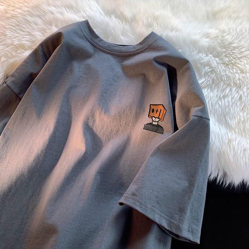 Plus Size 300 Jin Cotton Short-Sleeve T-shirt for Men & Women - Casual Hong Kong Style, Unisex, Loose Fit, Perfect for Summer.