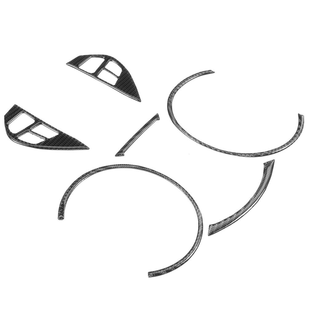 6Pcs Speedometer Frame Trim Steering Wheel Button Decor Carbon Fiber Cover Fit for Mitsubishi