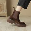 Fashion New Winter Sheep Suede Women Boots Round Toe Chunky Heel Chelsea Boots for Women Platform Short Boots Ladies Shoes Zapatos Mujer