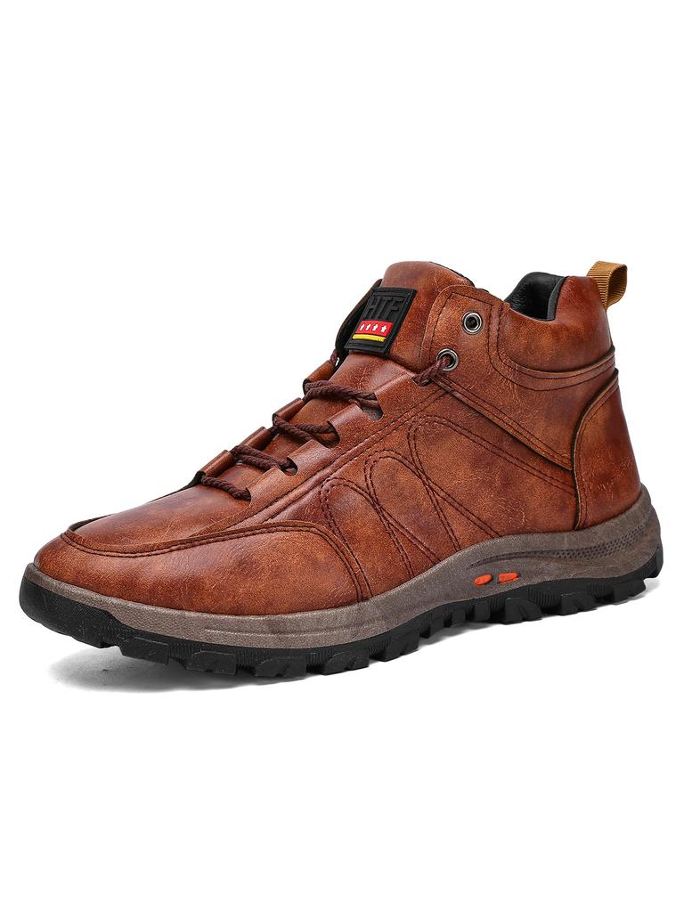 High-top men's shoes mountaineering large-size single shoes flat-soled lace-up trendy men's casual shoes